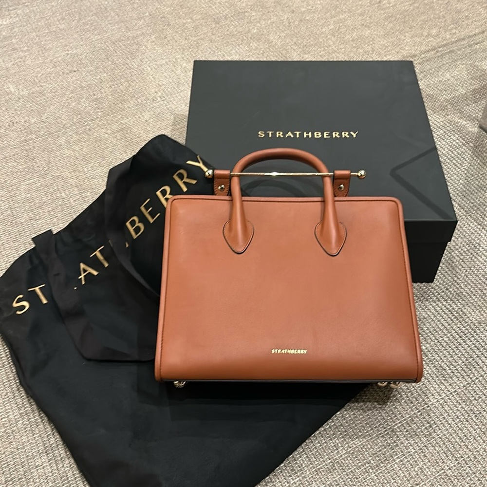 Strathberry Midi Tote brand new with tags, box, dust bag. Chestnut color. BNWB